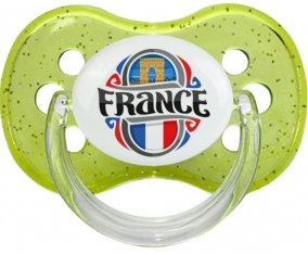 Flag France design 1 Sucette Cerise Vert à paillette