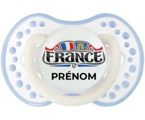 Flag France design 2 avec prénom Sucette LOVI Dynamic Blanc-cyan classique