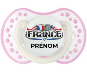 Flag France design 2 avec prénom Sucette LOVI Dynamic Blanc-rose phosphorescente