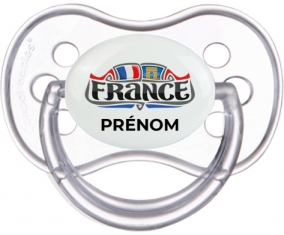 Flag France design 2 avec prénom Tétine Anatomique Transparente classique