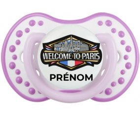 Welcome to Paris avec prénom Sucette LOVI Dynamic Blanc-mauve classique