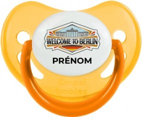 Welcome to Berlin avec prénom Tétine Physiologique Jaune phosphorescente