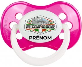 Welcome to Rome avec prénom Sucette Anatomique Rose foncé classique
