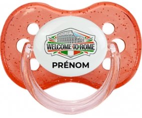 Welcome to Rome avec prénom Sucette Cerise Rouge à paillette