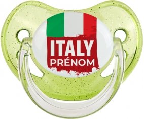Drapeau Italie avec prénom Sucete Physiologique Vert à paillette
