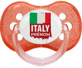 Drapeau Italie avec prénom Sucette Cerise Rouge à paillette