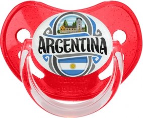 Flag Argentina Sucette Physiologique Rouge à paillette
