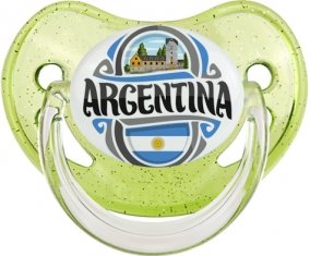 Flag Argentina Sucette Physiologique Vert à paillette