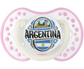 Flag Argentina Sucette LOVI Dynamic Blanc-rose phosphorescente