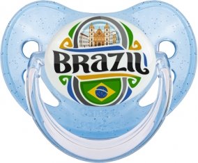 Flag Brazil Sucette Physiologique Bleue à paillette