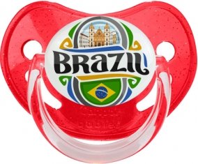 Flag Brazil Sucette Physiologique Rouge à paillette