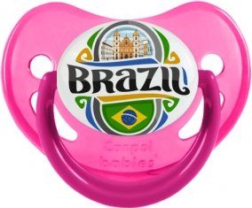 Flag Brazil Sucette Physiologique Rose phosphorescente