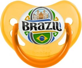 Flag Brazil Sucette Physiologique Jaune phosphorescente