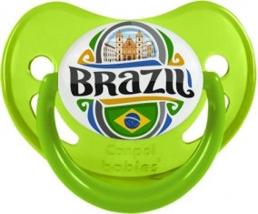 Flag Brazil Sucette Physiologique Vert phosphorescente