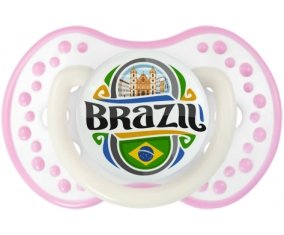 Flag Brazil Sucette LOVI Dynamic Blanc-rose phosphorescente