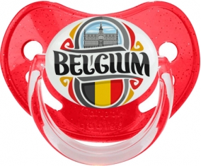 Flag Belgium Tétine Physiologique Rouge à paillette