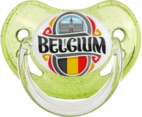 Flag Belgium Tétine Physiologique Vert à paillette