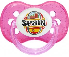 Flag Spain Sucette Cerise Rose à paillette