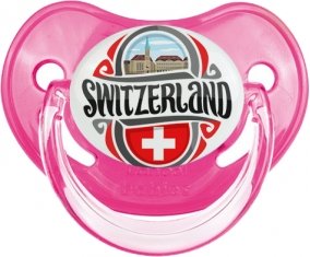 Flag Switzerland Sucette Physiologique Rose classique