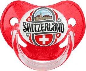 Flag Switzerland Sucette Physiologique Rouge à paillette