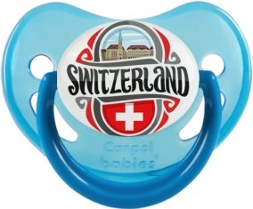 Flag Switzerland Sucette Physiologique Bleue phosphorescente