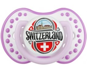 Flag Switzerland Sucette LOVI Dynamic Blanc-mauve classique