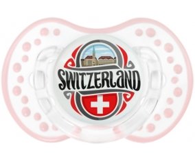 Flag Switzerland Sucette LOVI Dynamic Retro-blanc-rose-tendre classique