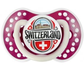 Flag Switzerland Sucette LOVI Dynamic Fuchsia phosphorescente