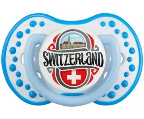 Flag Switzerland Sucette LOVI Dynamic Blanc-bleu phosphorescente