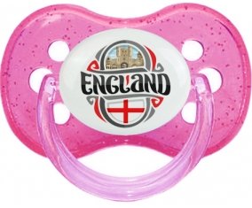 Flag England Sucette Cerise Rose à paillette