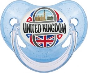 Flag United Kingdom Sucette Physiologique Bleue à paillette