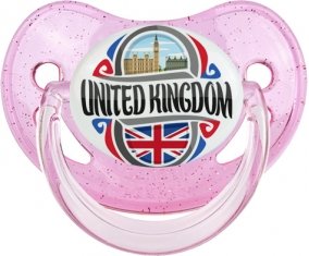 Flag United Kingdom Sucette Physiologique Rose à paillette