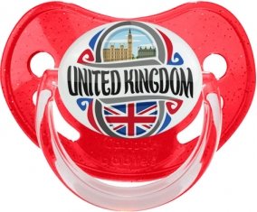 Flag United Kingdom Sucette Physiologique Rouge à paillette