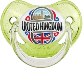Flag United Kingdom Sucette Physiologique Vert à paillette