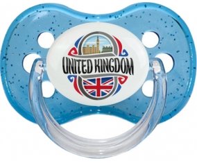Flag United Kingdom Sucette Cerise Bleu à paillette