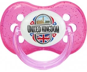 Flag United Kingdom Sucette Cerise Rose à paillette