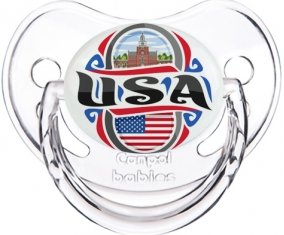 Flag USA Sucette Physiologique Transparent classique