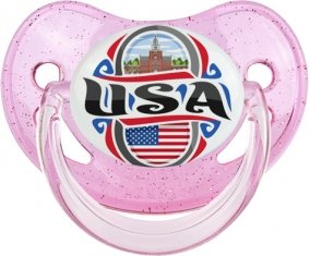 Flag USA Sucette Physiologique Rose à paillette