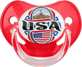 Flag USA Sucette Physiologique Rouge à paillette