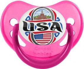 Flag USA Sucette Physiologique Rose phosphorescente