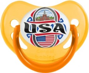 Flag USA Sucette Physiologique Jaune phosphorescente