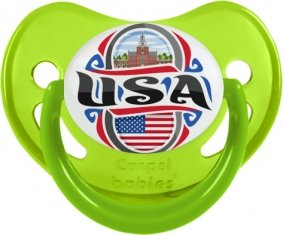 Flag USA Sucette Physiologique Vert phosphorescente