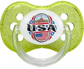 Flag USA Tétine Cerise Vert à paillette