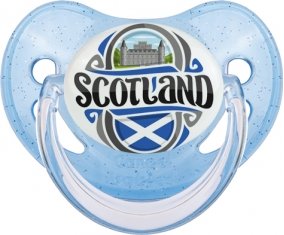 Flag Scotland Tétine Physiologique Bleue à paillette