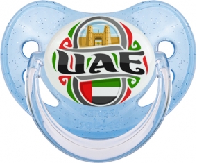 Flag UAE Tétine Physiologique Bleue à paillette
