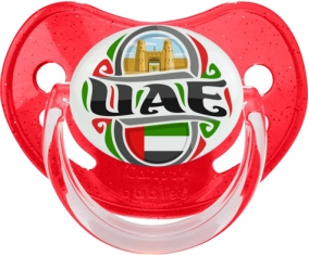 Flag UAE Tétine Physiologique Rouge à paillette