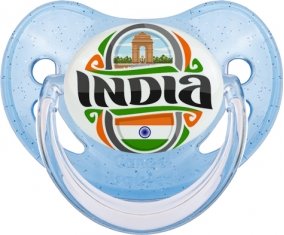 Flag India Sucette Physiologique Bleue à paillette