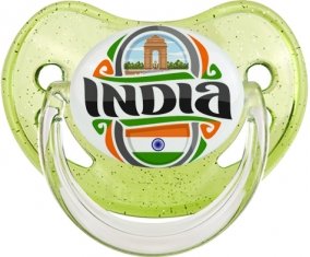 Flag India Sucette Physiologique Vert à paillette