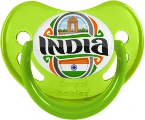 Flag India Sucette Physiologique Vert phosphorescente