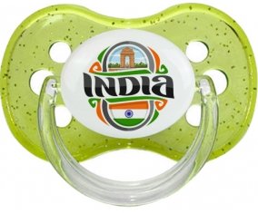 Flag India Sucette Cerise Vert à paillette